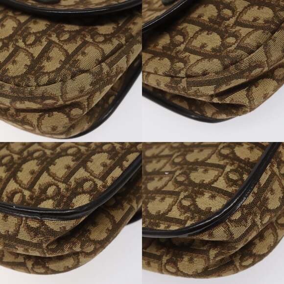 DIOR Trotter Canvas Shoulder Bag Brown Gold - Picture 10 of 12